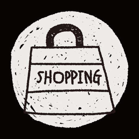 shopping bag doodle drawingのイラスト素材