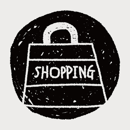 shopping bag doodle drawingのイラスト素材