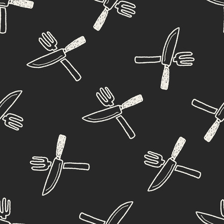 dishware doodle seamless pattern backgroundのイラスト素材