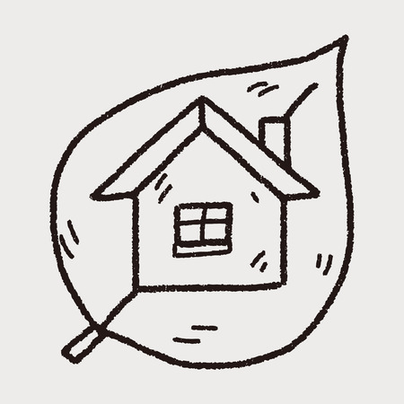 Environmental protection concept; greenhouses; green house; doodleのイラスト素材