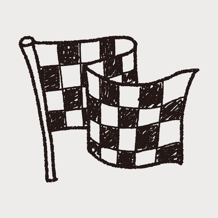racing flag doodleのイラスト素材