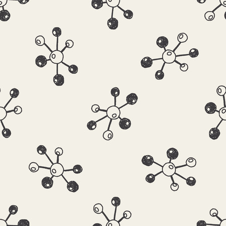 molecular doodle seamless pattern backgroundのイラスト素材