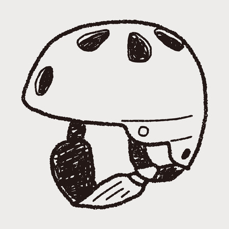 skate helmet doodleのイラスト素材