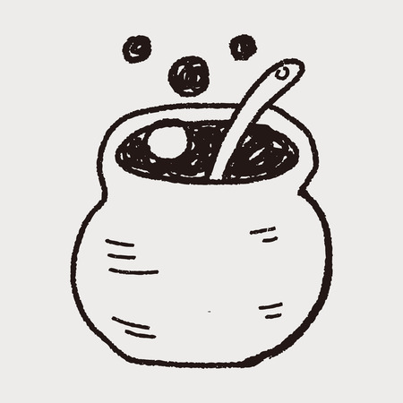 halloween cauldron doodleのイラスト素材