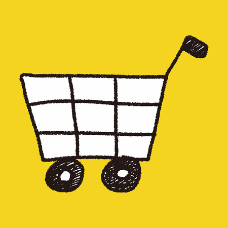 doodle shopping cartのイラスト素材