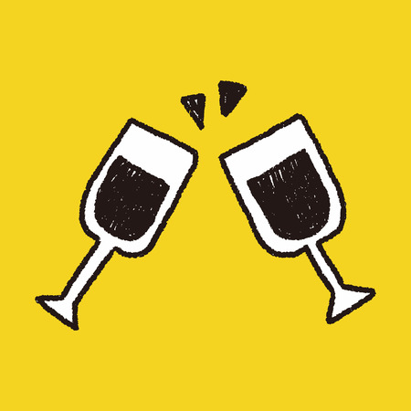 wine doodle drawingのイラスト素材