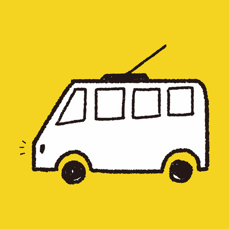 doodle tramのイラスト素材