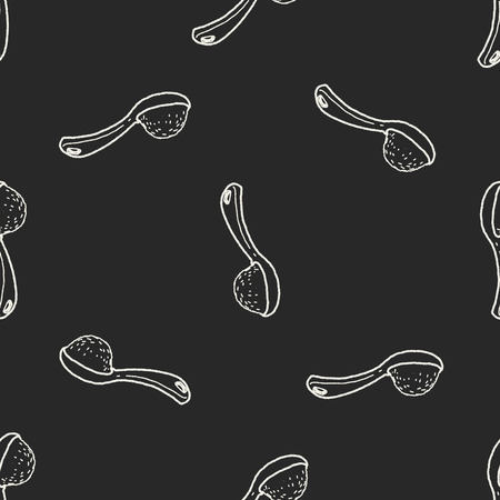 spoon doodle seamless pattern backgroundのイラスト素材