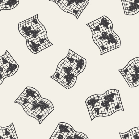doodle map seamless pattern backgroundのイラスト素材