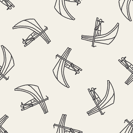 boat doodle seamless pattern backgroundのイラスト素材