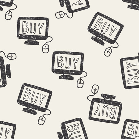 online shopping doodle seamless pattern backgroundのイラスト素材