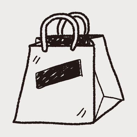 shopping bag doodle drawingのイラスト素材