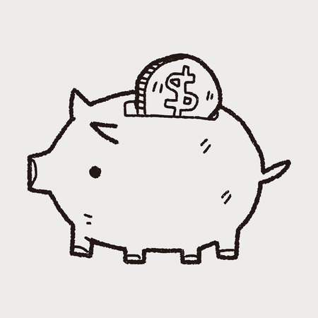 doodle pig money bankのイラスト素材