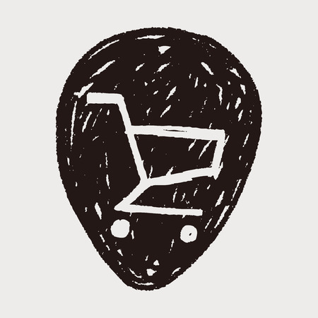 shopping cart doodle drawingのイラスト素材
