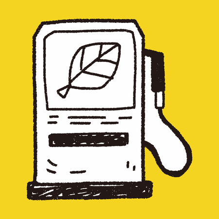 Environmental protection concept; Reduce the use of gasoline, reduce air pollution; doodleのイラスト素材