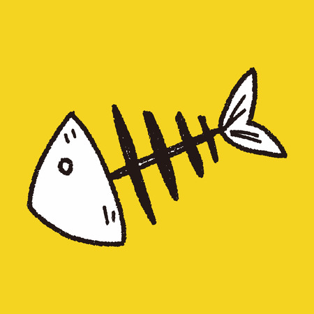 doodle fish boneのイラスト素材