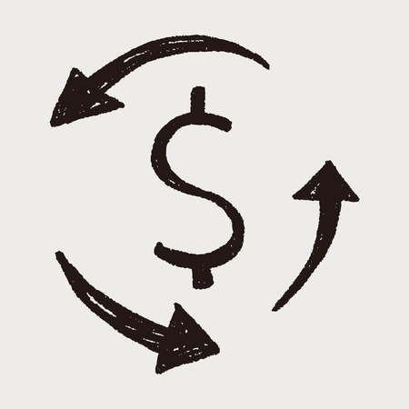 exchange money doodleのイラスト素材