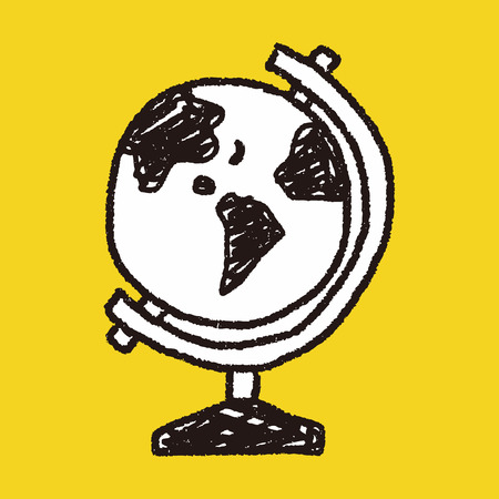 globe doodle drawingのイラスト素材