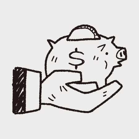 doodle pig money bankのイラスト素材