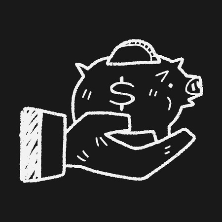 doodle pig money bankのイラスト素材