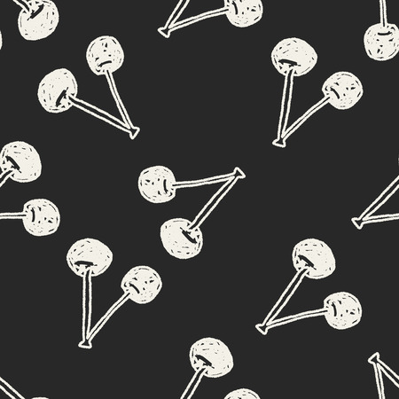 cherry doodle seamless pattern backgroundのイラスト素材