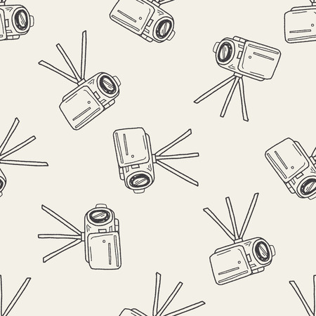 Doodle Video recorder seamless pattern backgroundのイラスト素材