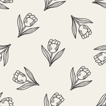 flower doodle seamless pattern backgroundのイラスト素材