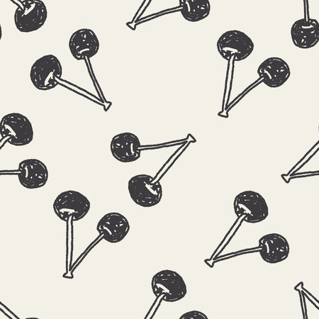 cherry doodle seamless pattern backgroundのイラスト素材
