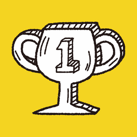 Trophy doodle drawingのイラスト素材