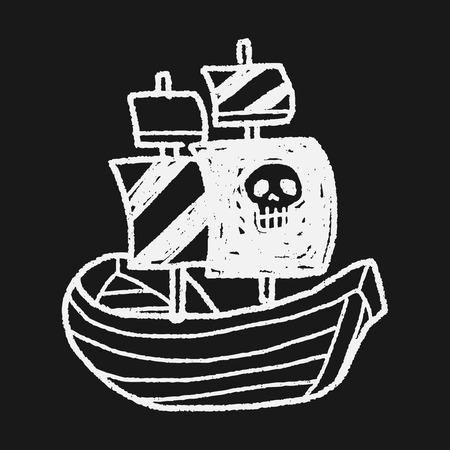 pirate ship doodleのイラスト素材