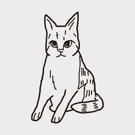 cat doodle drawingのイラスト素材
