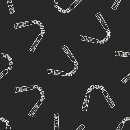 nunchaku doodle seamless pattern backgroundのイラスト素材