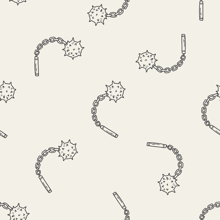 iron mace doodle seamless pattern backgroundのイラスト素材