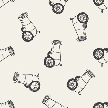 cannon doodle seamless pattern backgroundのイラスト素材