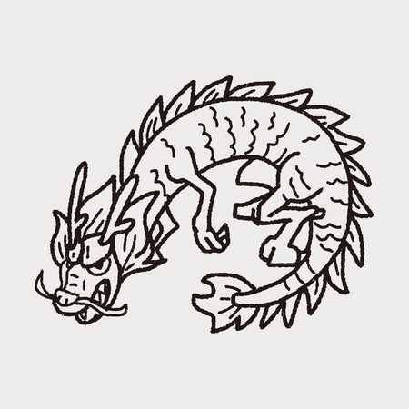 Chinese dragon doodleのイラスト素材