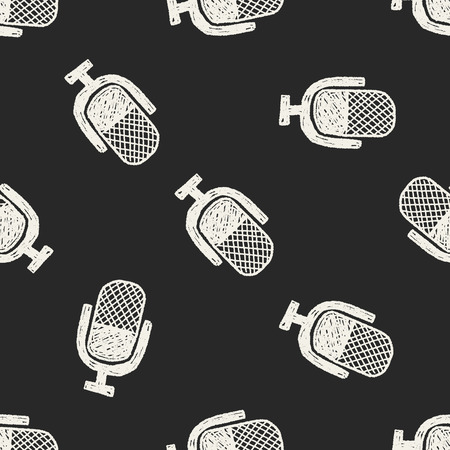 mic doodle seamless pattern backgroundのイラスト素材