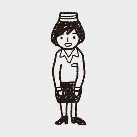 Flight Attendant doodleのイラスト素材