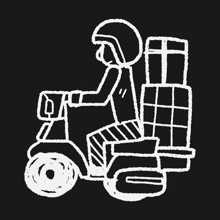delivery bike doodleのイラスト素材