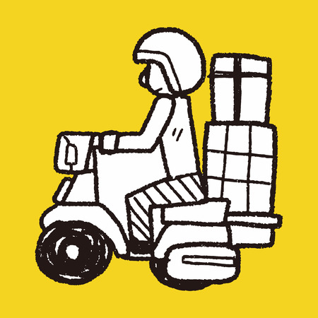 delivery bike doodleのイラスト素材