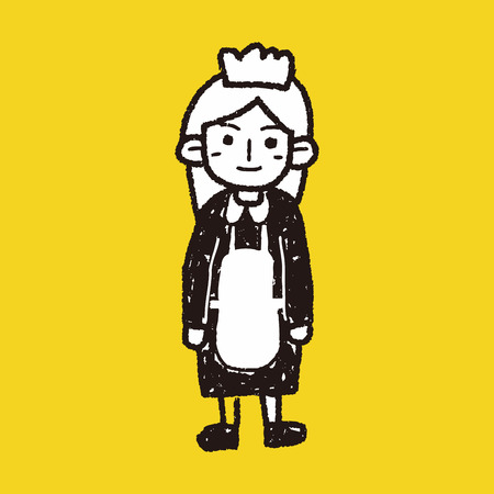 waitress doodleのイラスト素材