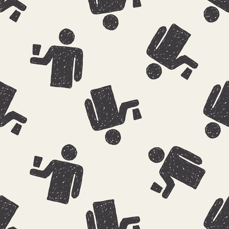 waiter doodle seamless pattern backgroundのイラスト素材