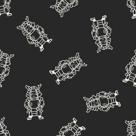 samurai doodle seamless pattern backgroundのイラスト素材