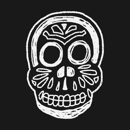 mexican skull doodleのイラスト素材