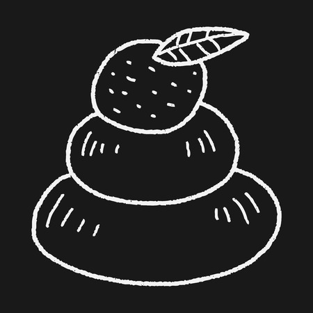 japanese new year cake doodleのイラスト素材