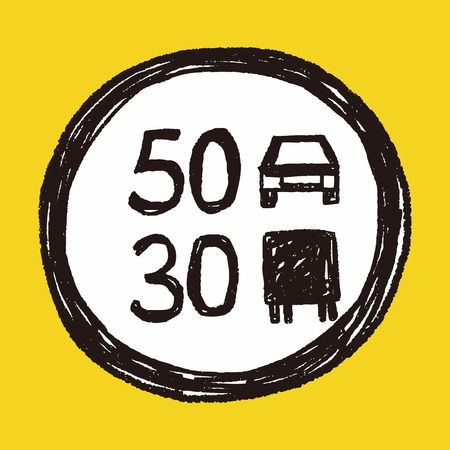 speed limit doodleのイラスト素材