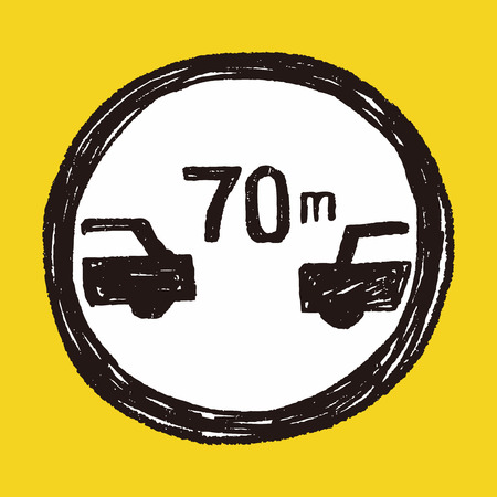 Minimum safe following distance  doodleのイラスト素材