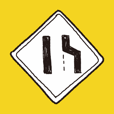 road narrow merge doodleのイラスト素材