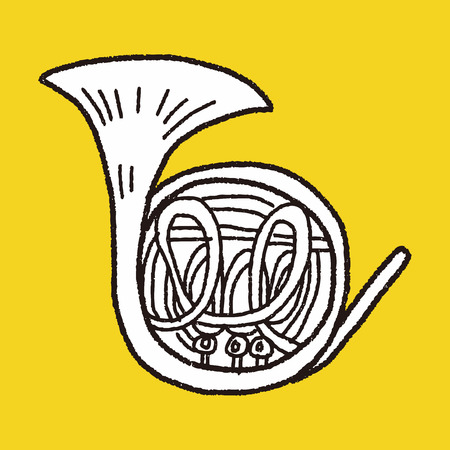 French Horn doodleのイラスト素材