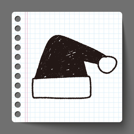 Christmas hat doodle drawingのイラスト素材