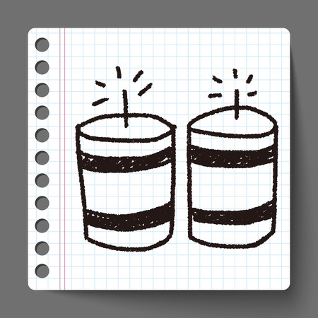 Firecrackers doodle drawingのイラスト素材
